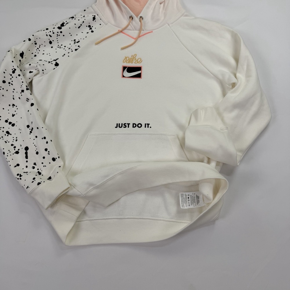 Nike Sportswear Just Do It Hoodie Sweatshirt White Pink Splatter Logo Women's L - Picture 6 of 15